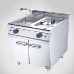 Bếp chiên bằng gas có 2 bồn inox và tủ bếp - thiết bị nhà hàng
