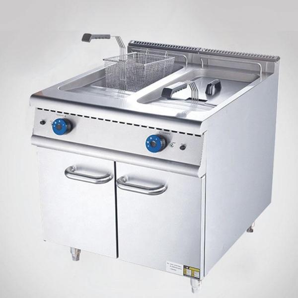 Bếp chiên bằng gas có 2 bồn inox và tủ bếp - thiết bị nhà hàng