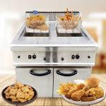 Bếp chiên bằng gas có 2 bồn inox và tủ bếp - thiết bị nhà hàng