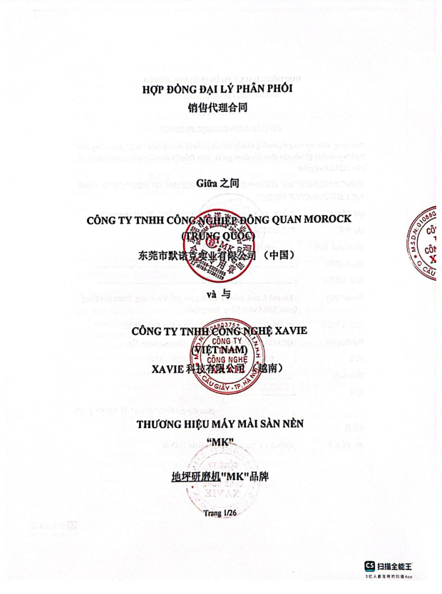 XAVIE Ký Hợp Đồng Đại Lý Phân Phối Độc Quyền Máy Móc Khu Vực Miền Bắc Việt Nam Với Đông Quan Merrock Trung Quốc